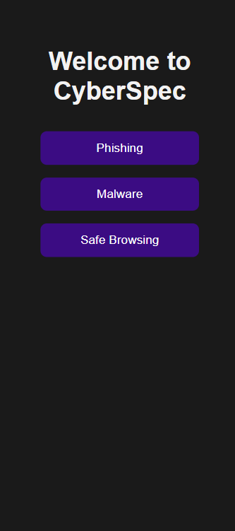 Cyber App Screen 1